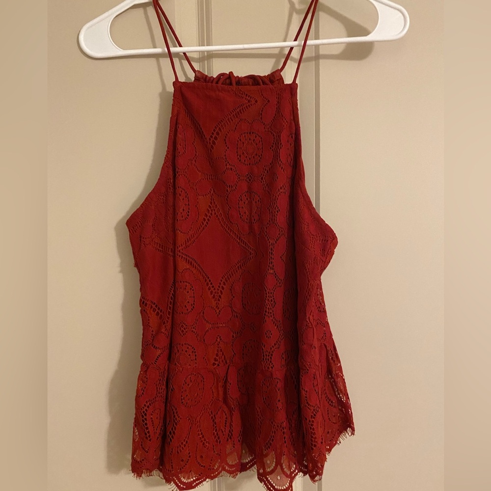 Abercrombie and Fitch Red Lace Detail tank top
